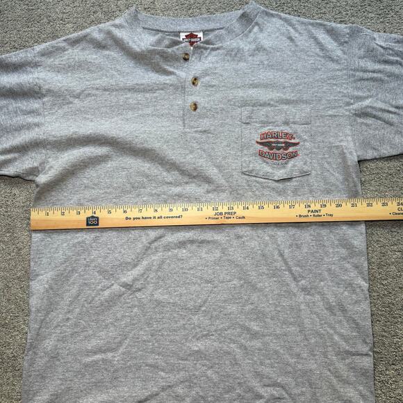Harley Davidson Bahamas Logo Pocket T Mens Sz Large Gray Made In USA - Picture 5 of 6